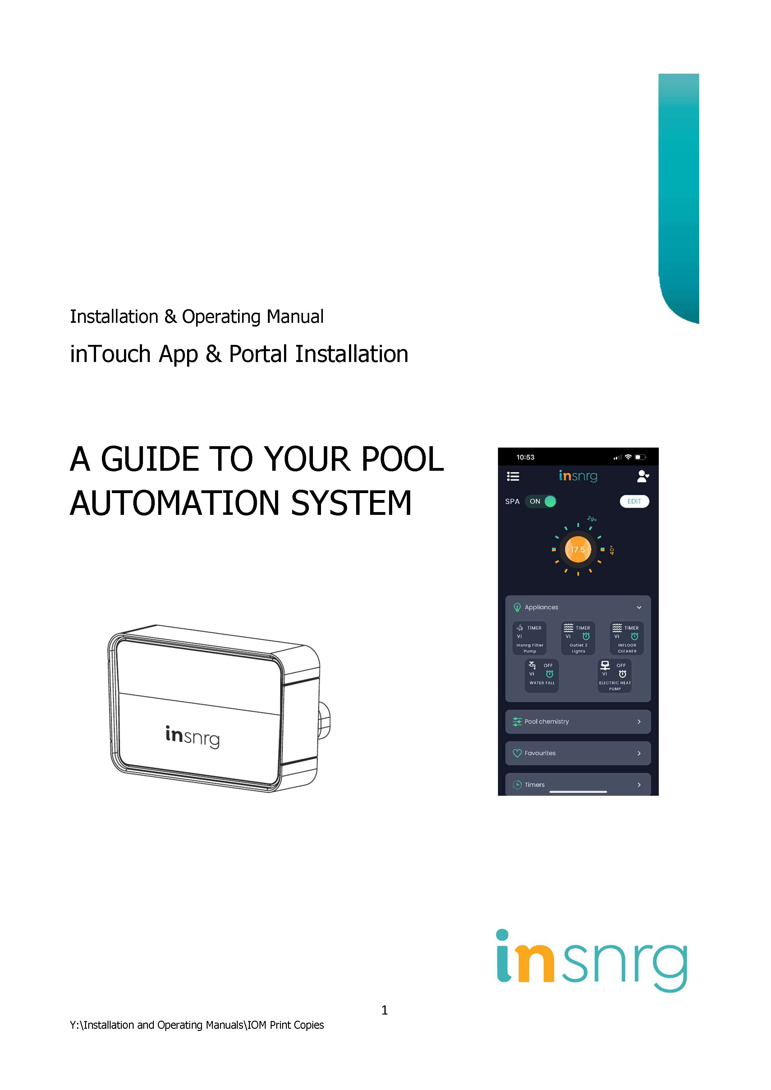 Manual for inTouch Portal & App (Digital Download) Insnrg inTouch Po