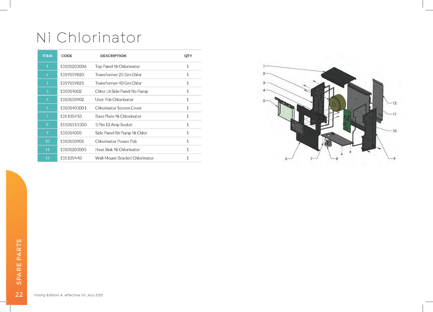 Insnrg Salt Chlorinator - Insnrg Chlorine Sanitiser Complete Product (Ni25 / Ni40) [133351 / 133352]